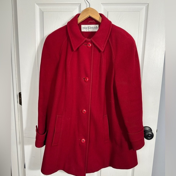 Vintage Mackintosh of New England red‎ 100% wool coat, size 10, fall - Picture 1 of 13